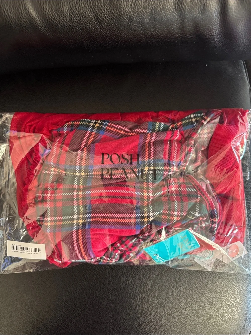 Posh Peanut Red Tartan Plaid Long Sleeve Tulle Dress